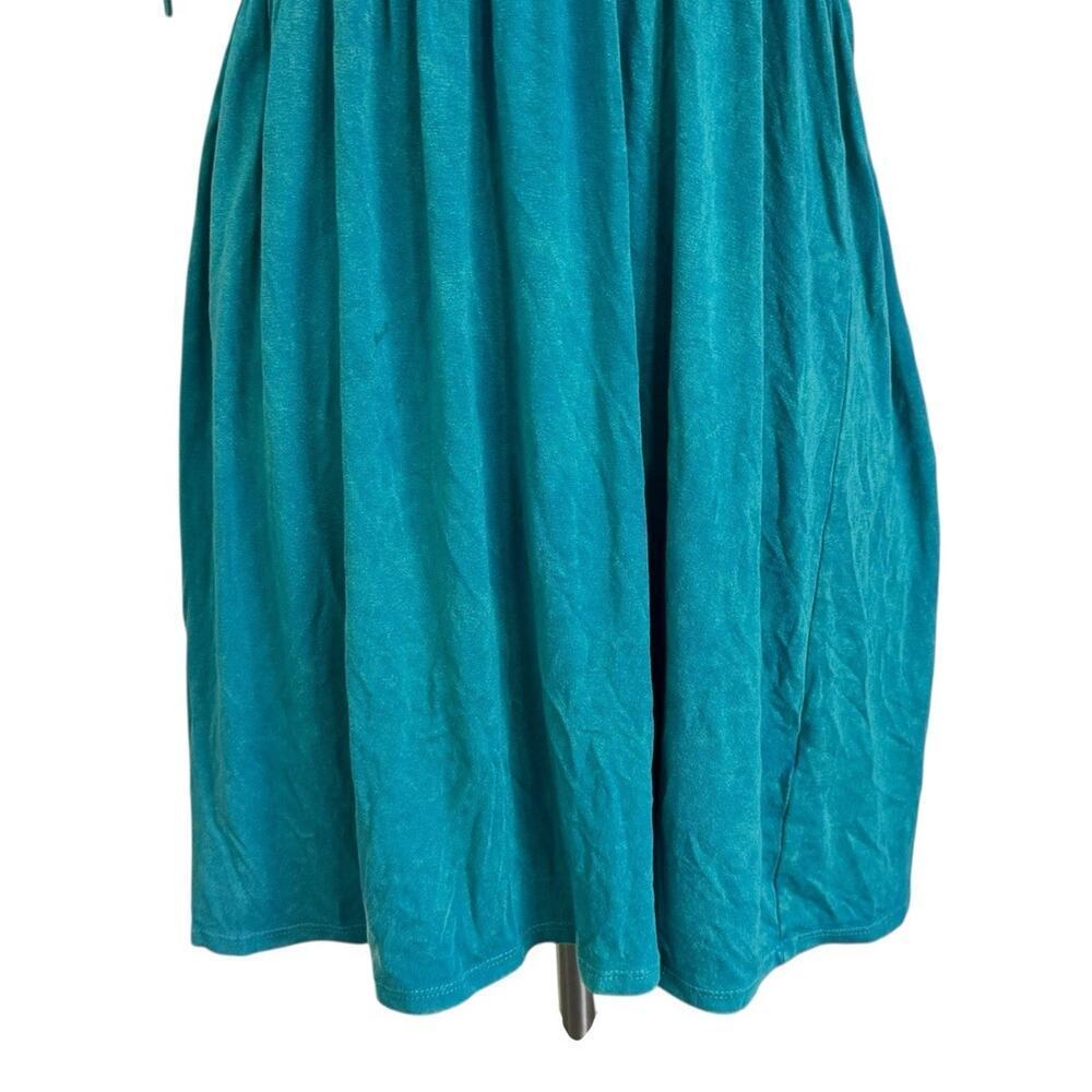 VTG T PARTY 90s Y2K Indie Turquoise Fringe Mini Strapless Dress Boho Festival L - Picture 5 of 11